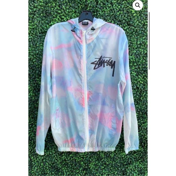 Stussy Jackets & Blazers - STUSSY Tour Cotton Candy Tie Dye Hooded Zip-Up
Windbreaker Jacket Small